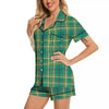 Saint Patrick's Day Irish Check Print Women Silk Pajamas-grizzshop