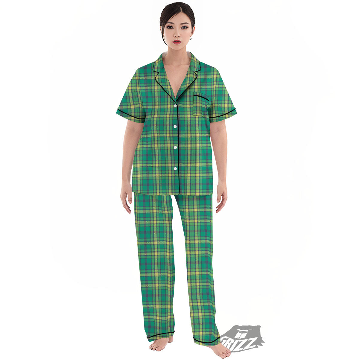 Saint Patrick's Day Irish Check Print Women's Pajamas Set-grizzshop