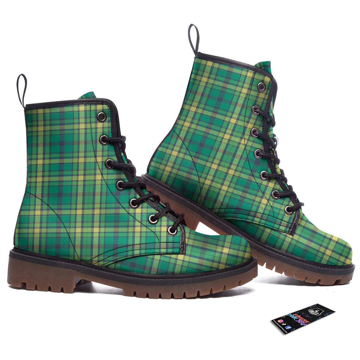 Saint Patrick's Day Irish Check Print Work Boots-grizzshop