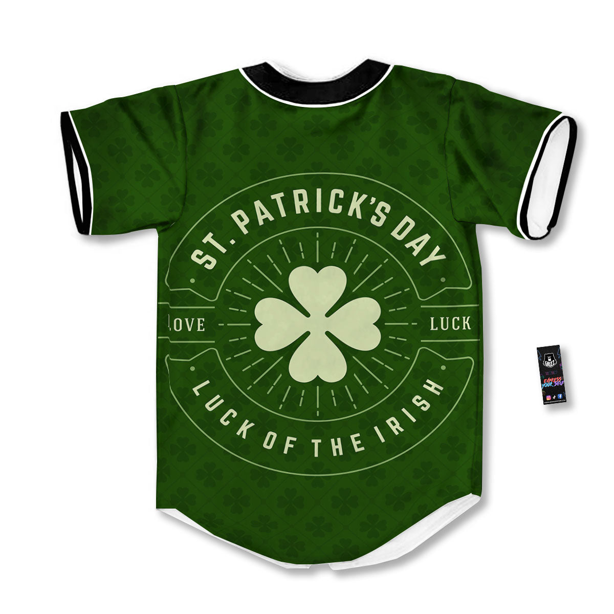 Saint Patrick's Day Irish Clover Print Baseball Jersey-grizzshop