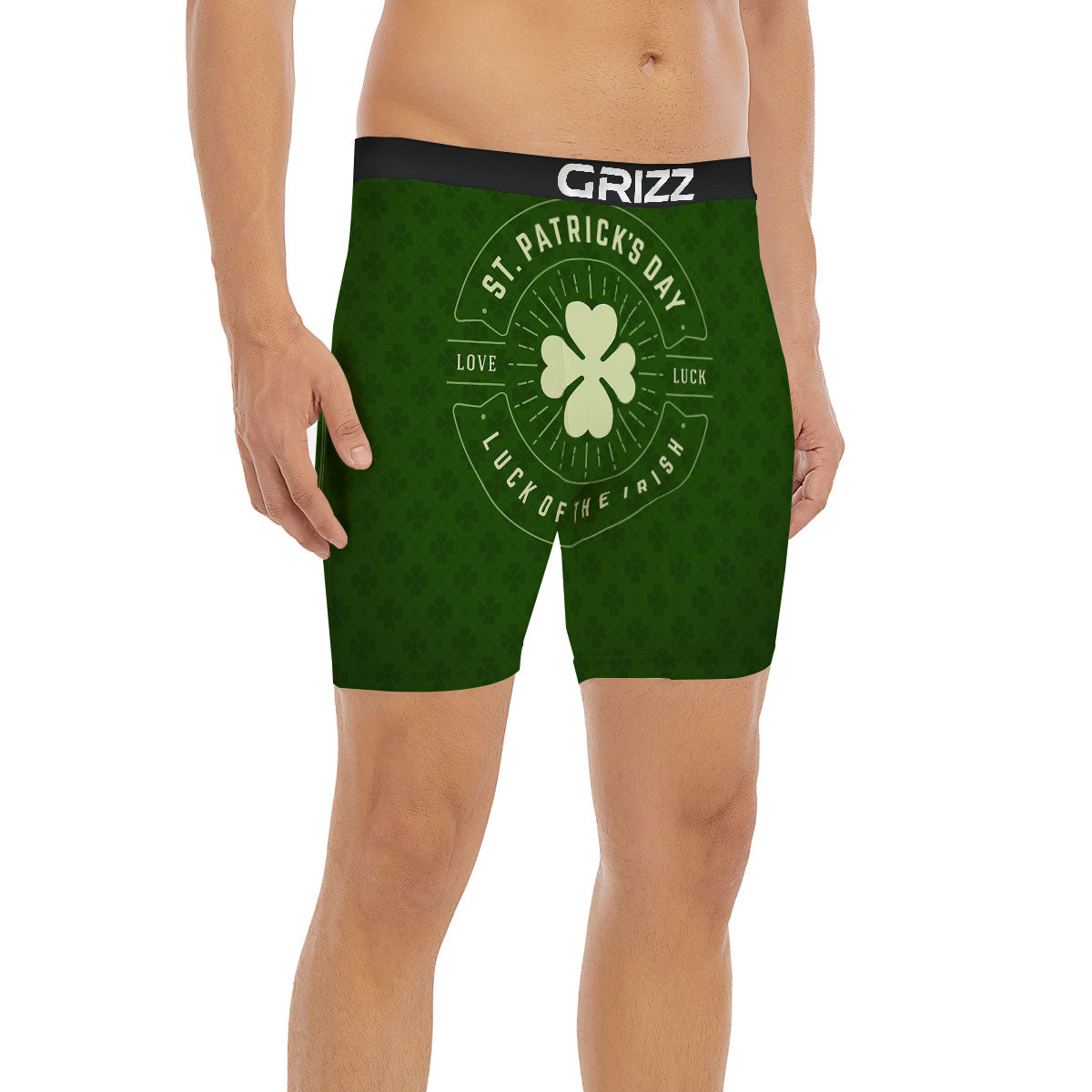 Saint Patrick's Day Irish Clover Print Boxer Briefs-grizzshop