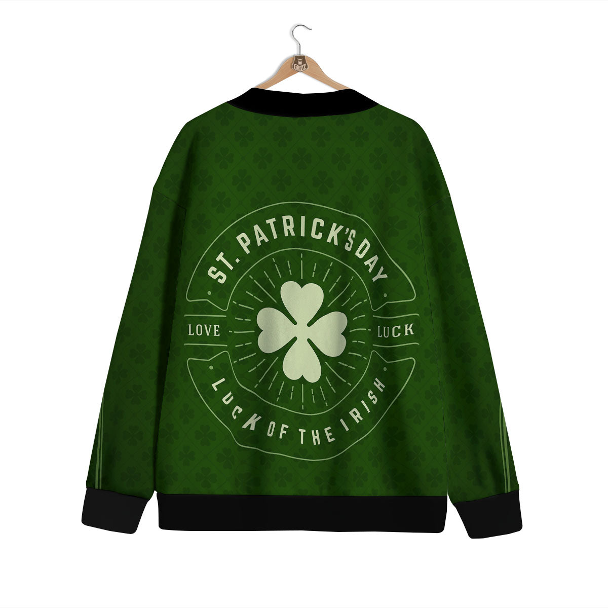 Saint Patrick's Day Irish Clover Print Cardigan-grizzshop