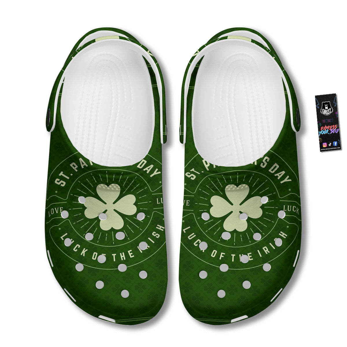 Saint Patrick's Day Irish Clover Print Clog-grizzshop