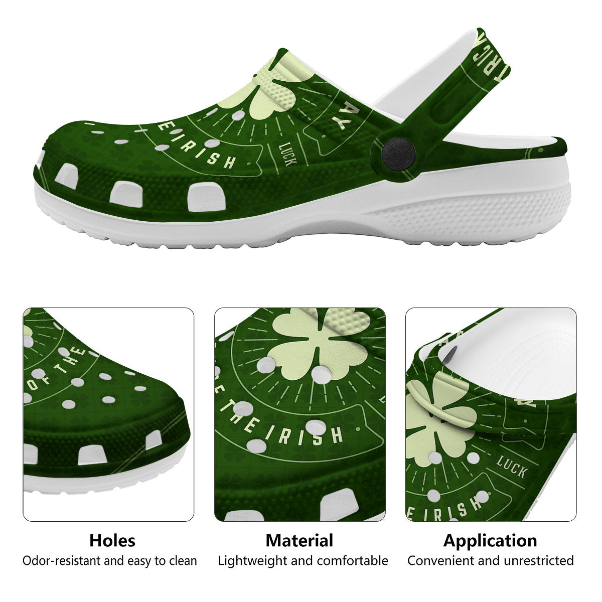 Saint Patrick's Day Irish Clover Print Clog-grizzshop