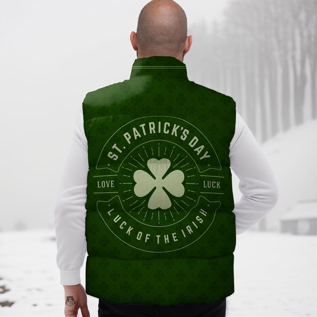 Saint Patrick's Day Irish Clover Print Down Vest