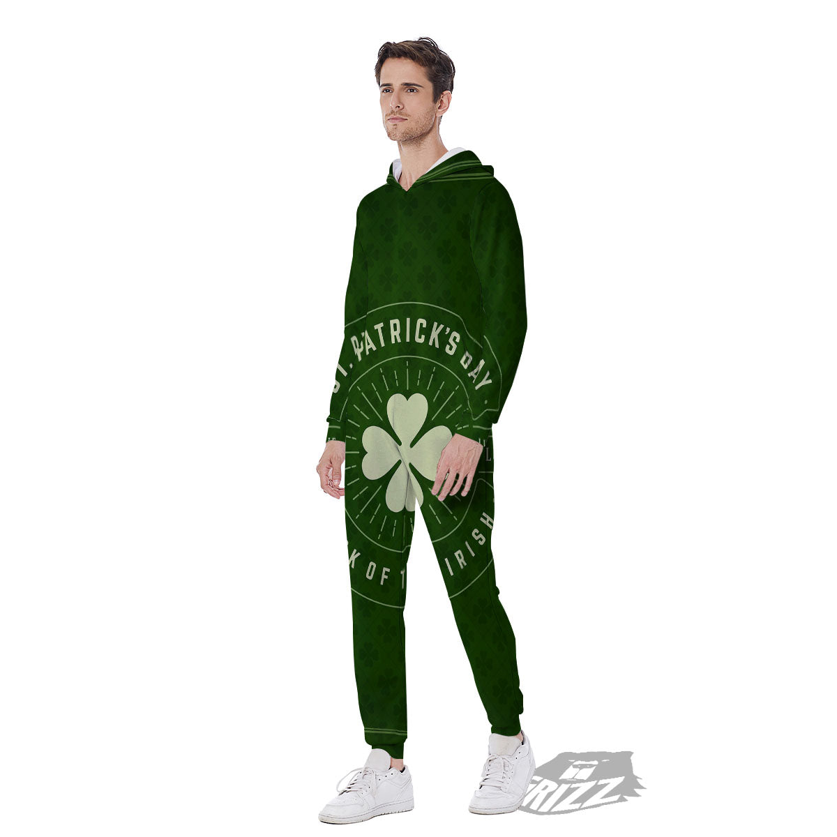 Saint Patrick's Day Irish Clover Print Men's Jumpsuit-grizzshop