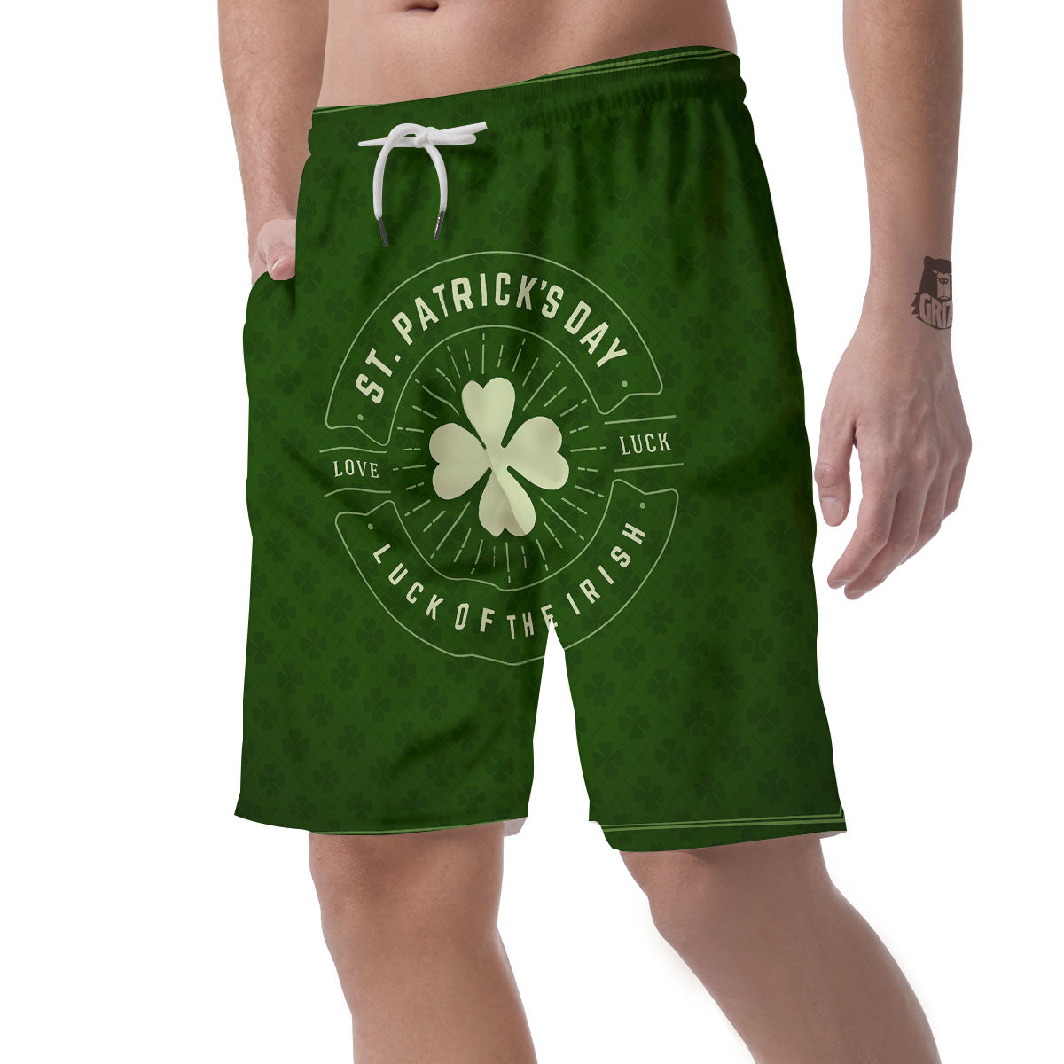 Saint Patrick's Day Irish Clover Print Men's Shorts-grizzshop