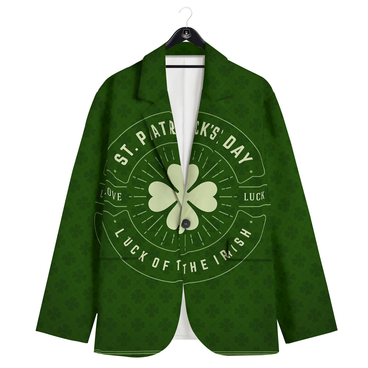 Saint Patrick's Day Irish Clover Print Men's Sport Coat-grizzshop