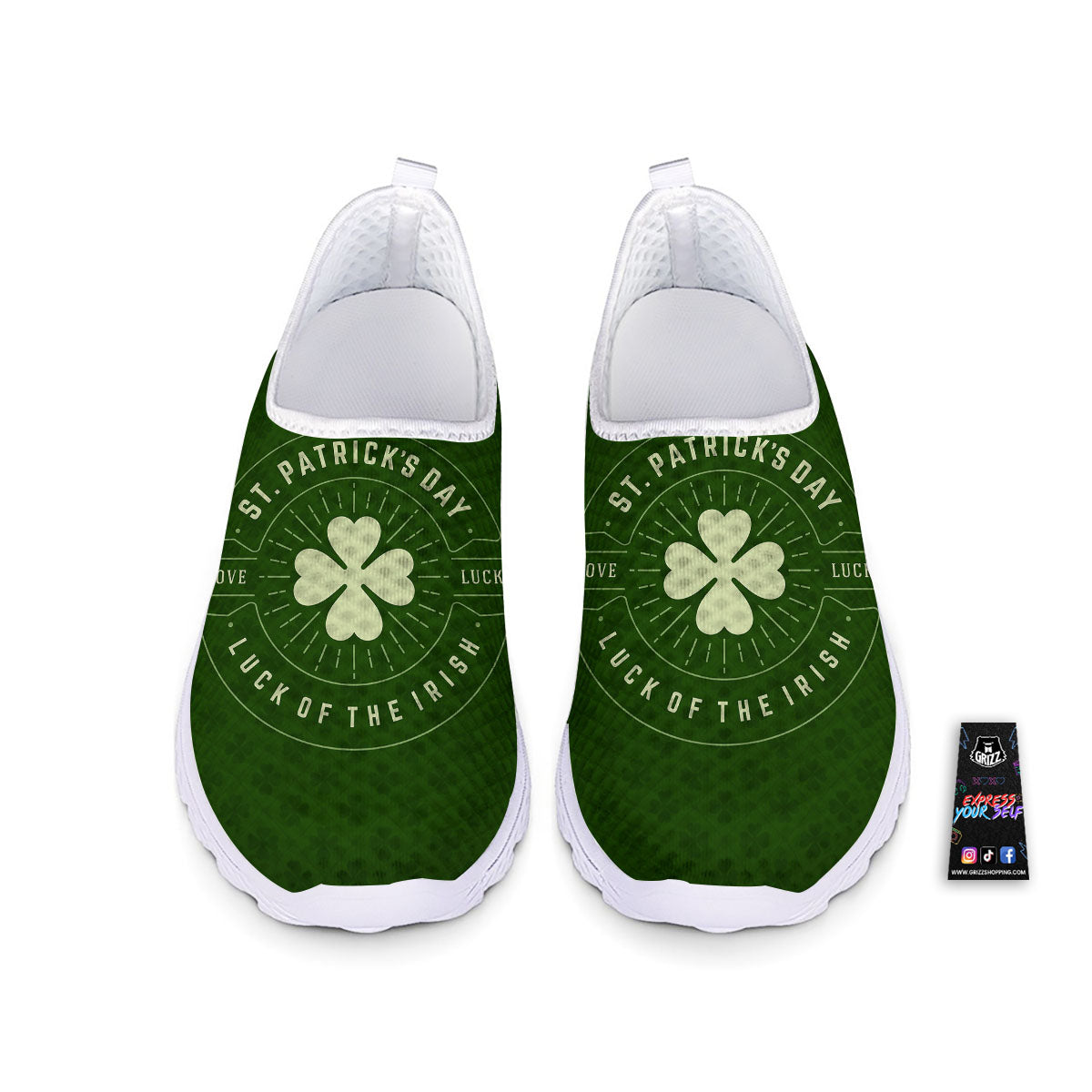 Saint Patrick's Day Irish Clover Print Nurse Shoes-grizzshop