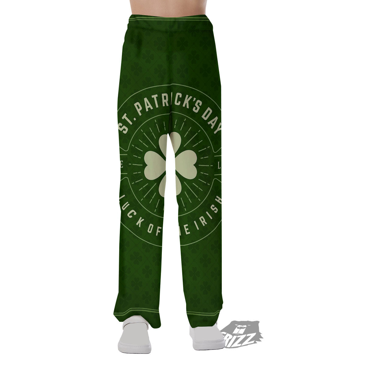 Saint Patrick's Day Irish Clover Print Pajama Pants-grizzshop