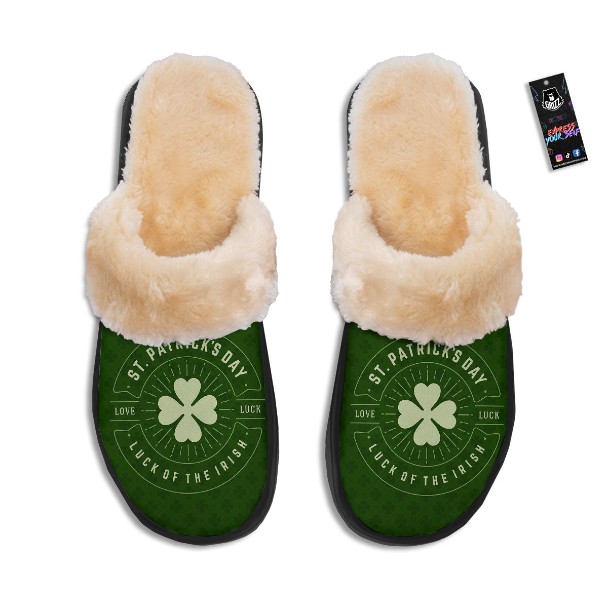 Saint Patrick's Day Irish Clover Print Slippers-grizzshop