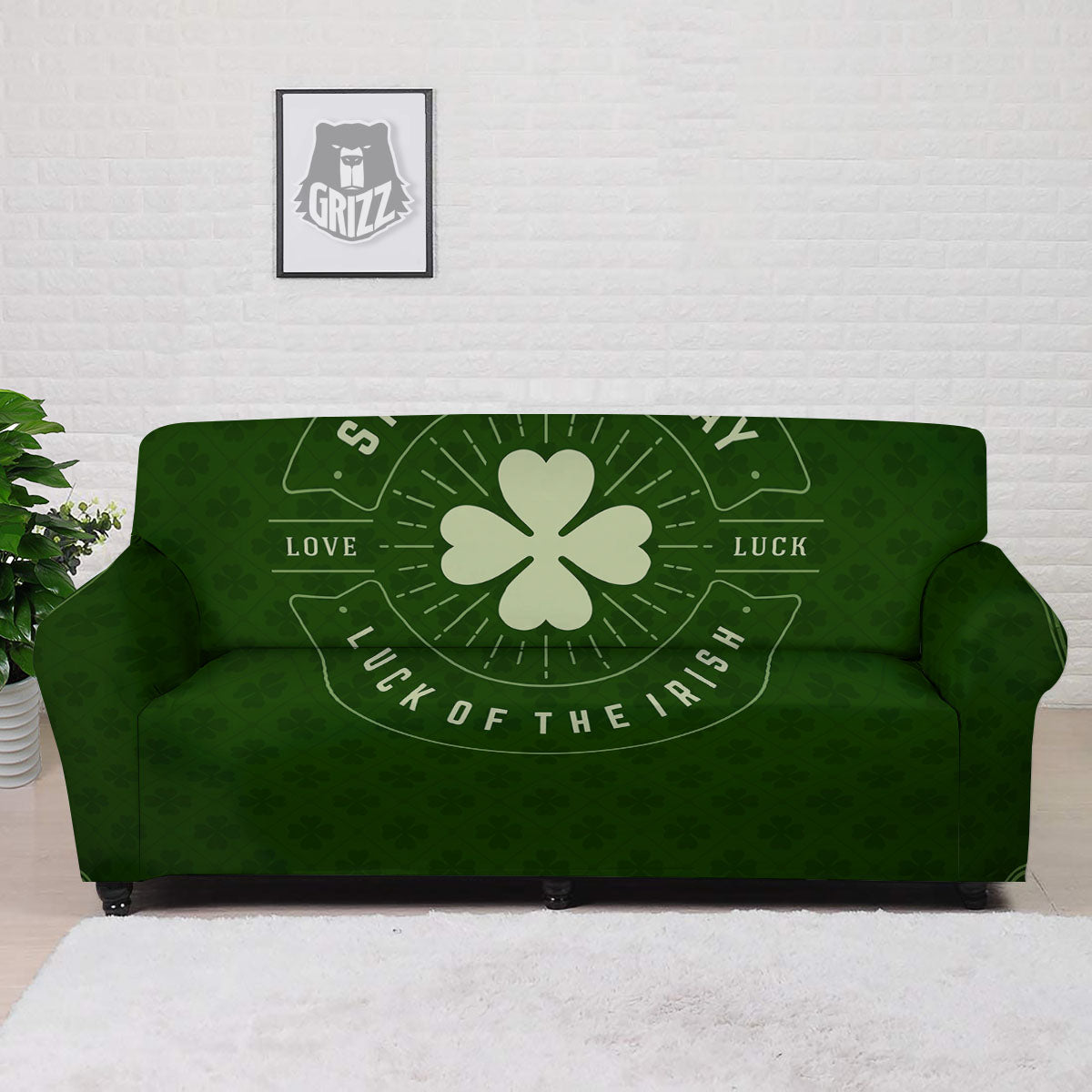 Saint Patrick's Day Irish Clover Print Sofa Cover-grizzshop