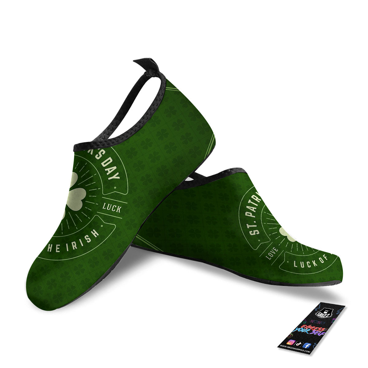 Saint Patrick's Day Irish Clover Print Water Shoes-grizzshop