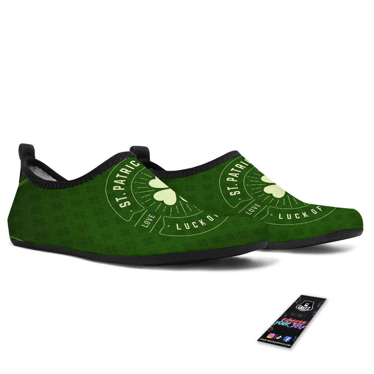 Saint Patrick's Day Irish Clover Print Water Shoes-grizzshop