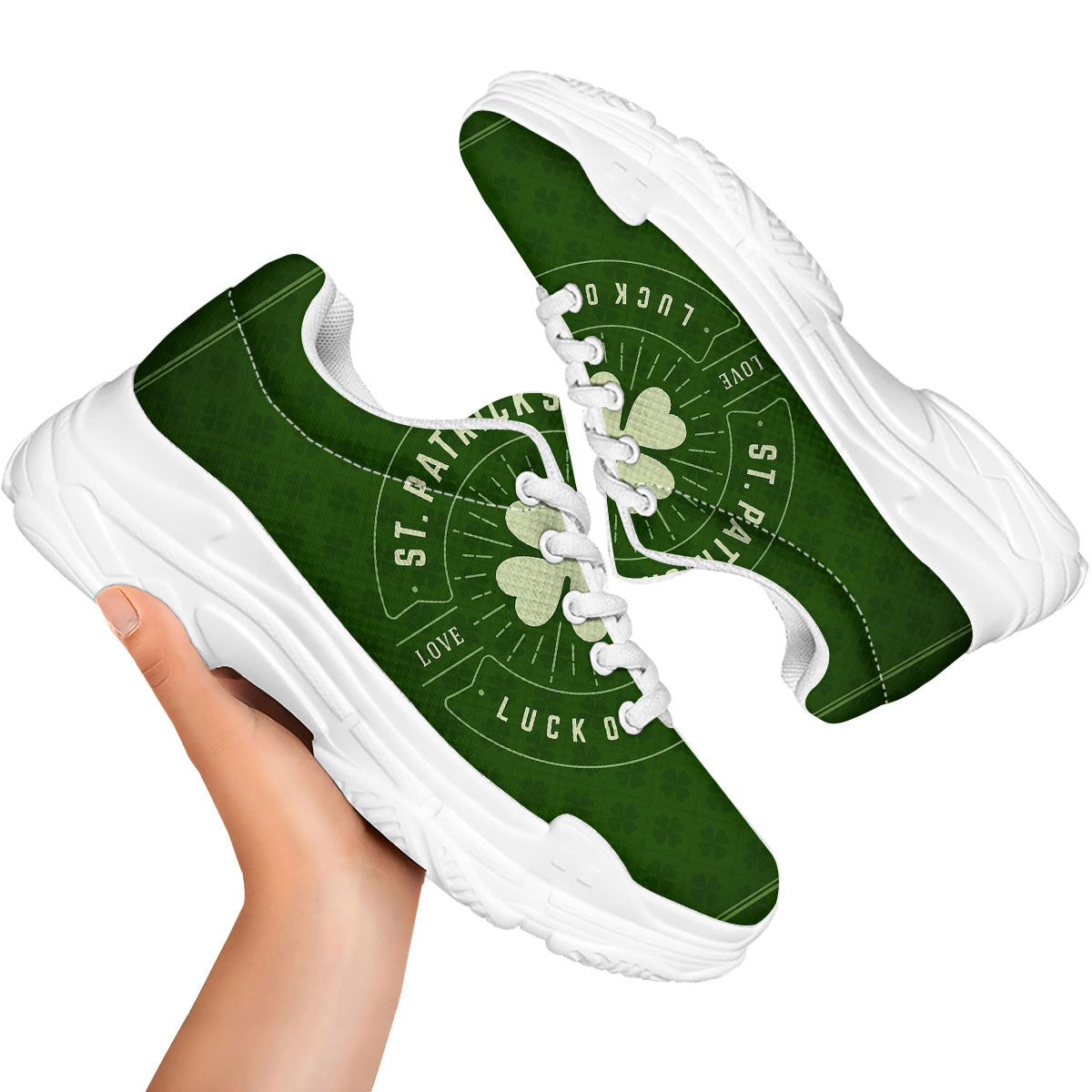 Saint Patrick's Day Irish Clover Print White Chunky Shoes-grizzshop