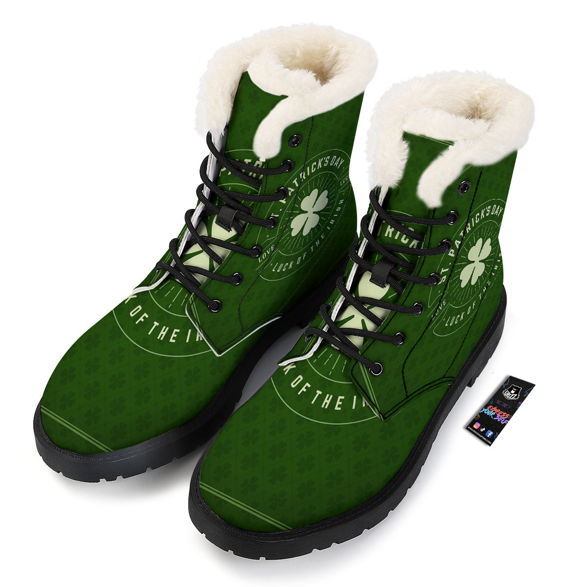 Saint Patrick's Day Irish Clover Print Winter Boots-grizzshop