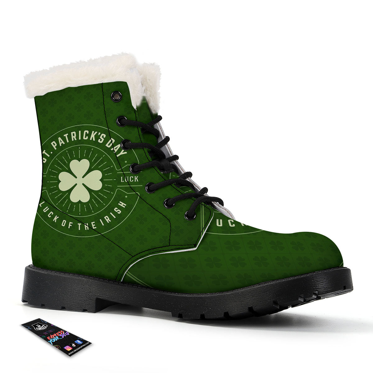 Saint Patrick's Day Irish Clover Print Winter Boots-grizzshop