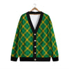 Saint Patrick's Day Irish Plaid Print Cardigan-grizzshop