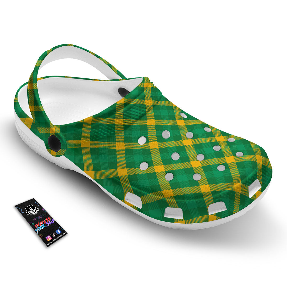 Saint Patrick's Day Irish Plaid Print Clog-grizzshop