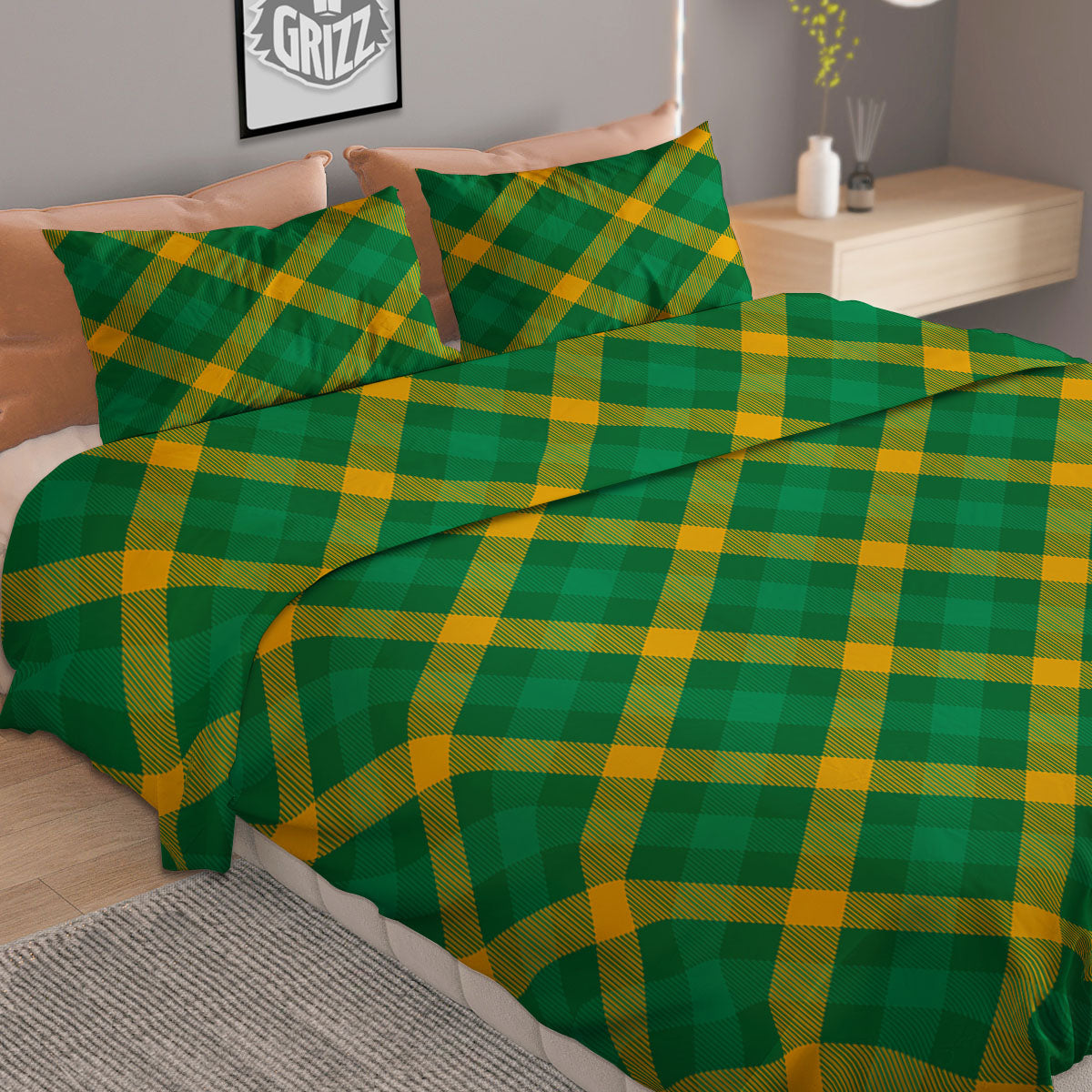 Saint Patrick's Day Irish Plaid Print Duvet Cover Bedding Set