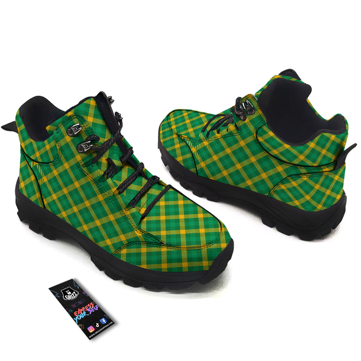 Saint Patrick's Day Irish Plaid Print Hiking Shoes-grizzshop