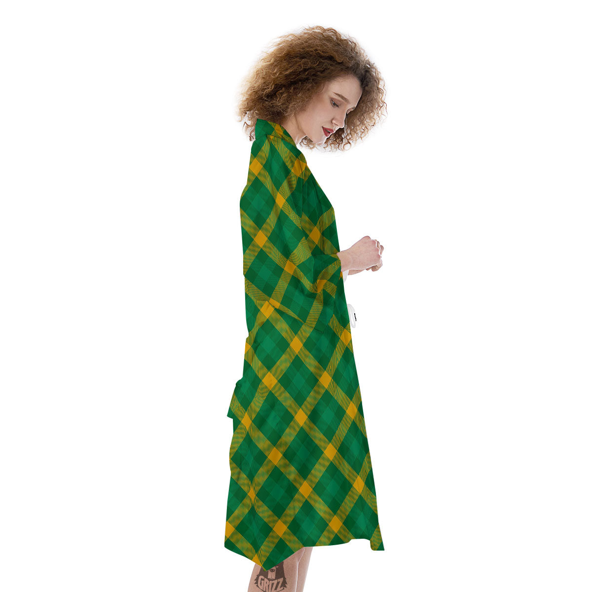 Saint Patrick's Day Irish Plaid Print Kimono-grizzshop