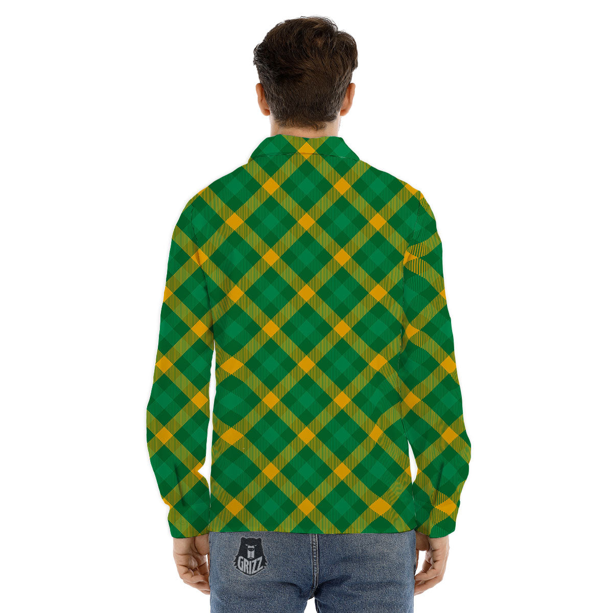 Saint Patrick's Day Irish Plaid Print Men's Dress Shirts-grizzshop