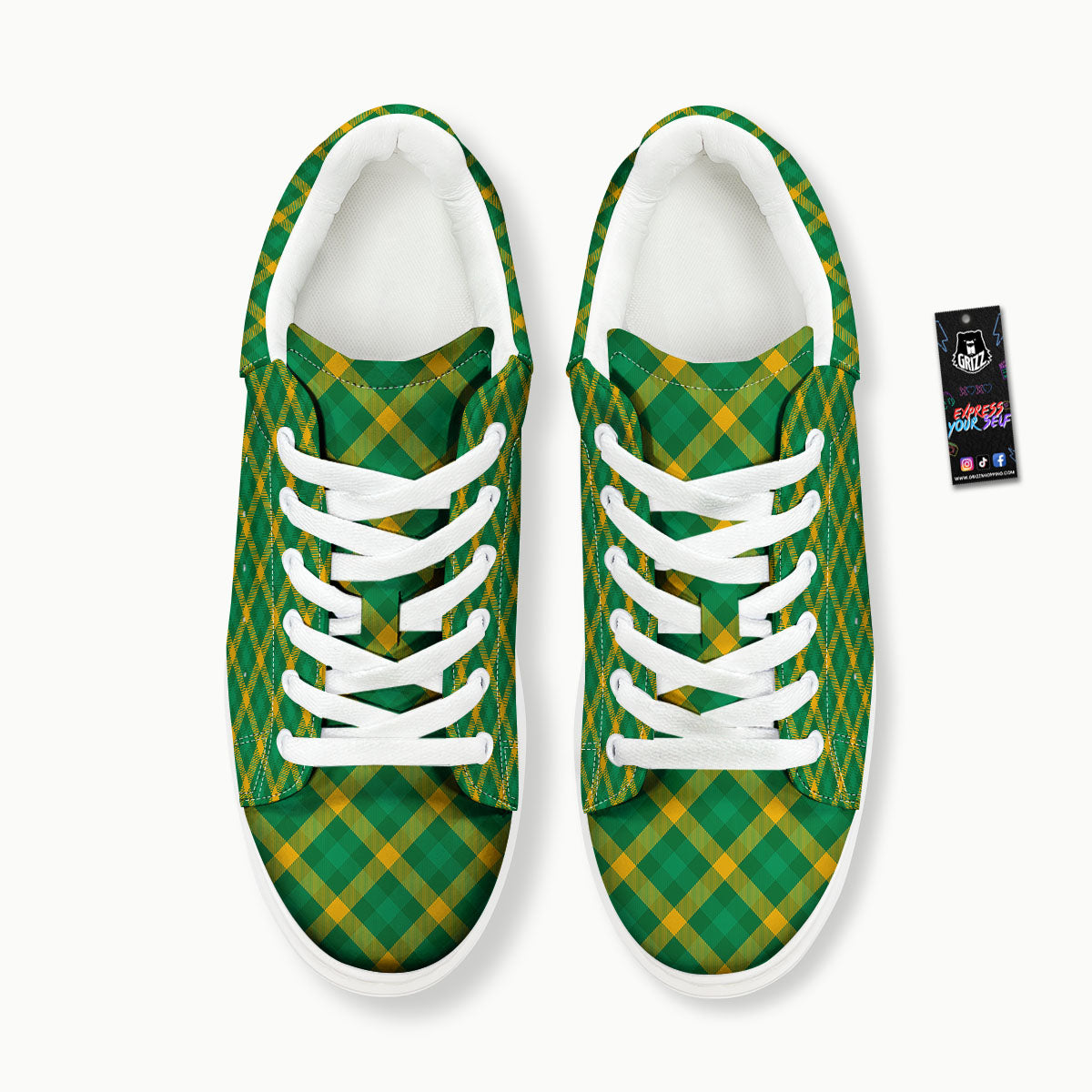 Saint Patrick's Day Irish Plaid Print Platform Shoes-grizzshop