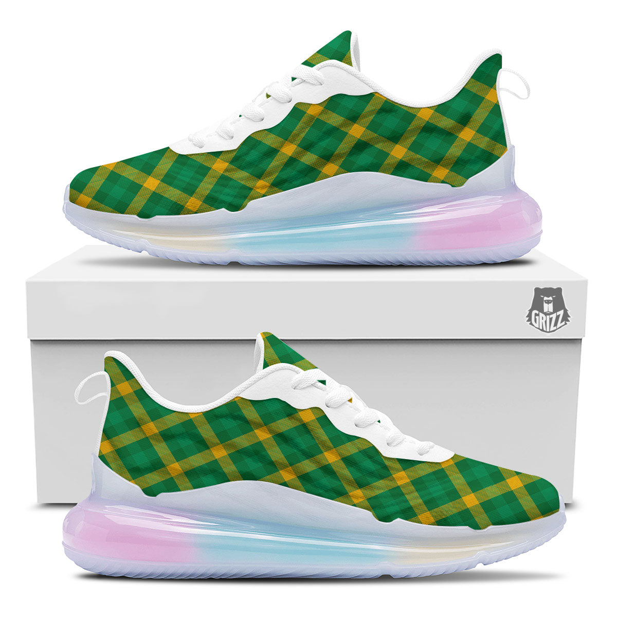 Saint Patrick's Day Irish Plaid Print Running Sneakers-grizzshop