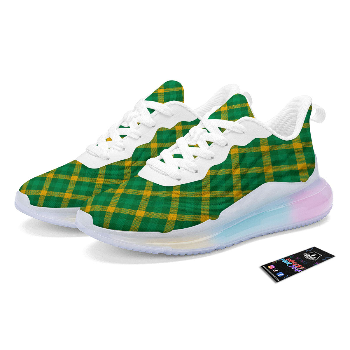 Saint Patrick's Day Irish Plaid Print Running Sneakers-grizzshop