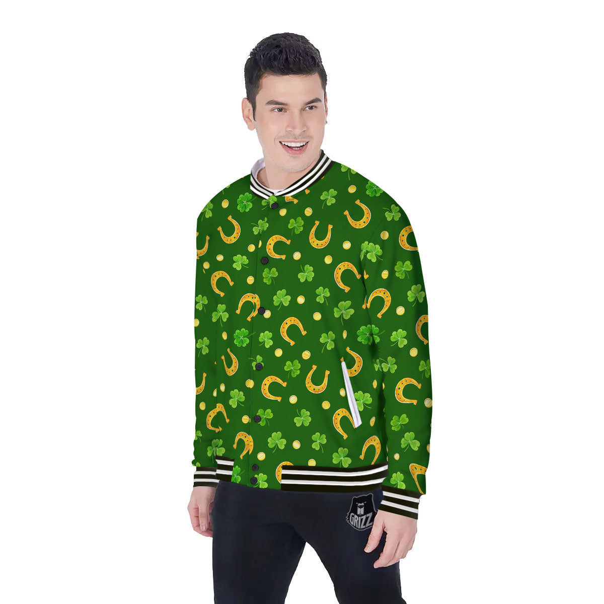 Saint Patrick's Day Irish Print Pattern Baseball Jacket-grizzshop