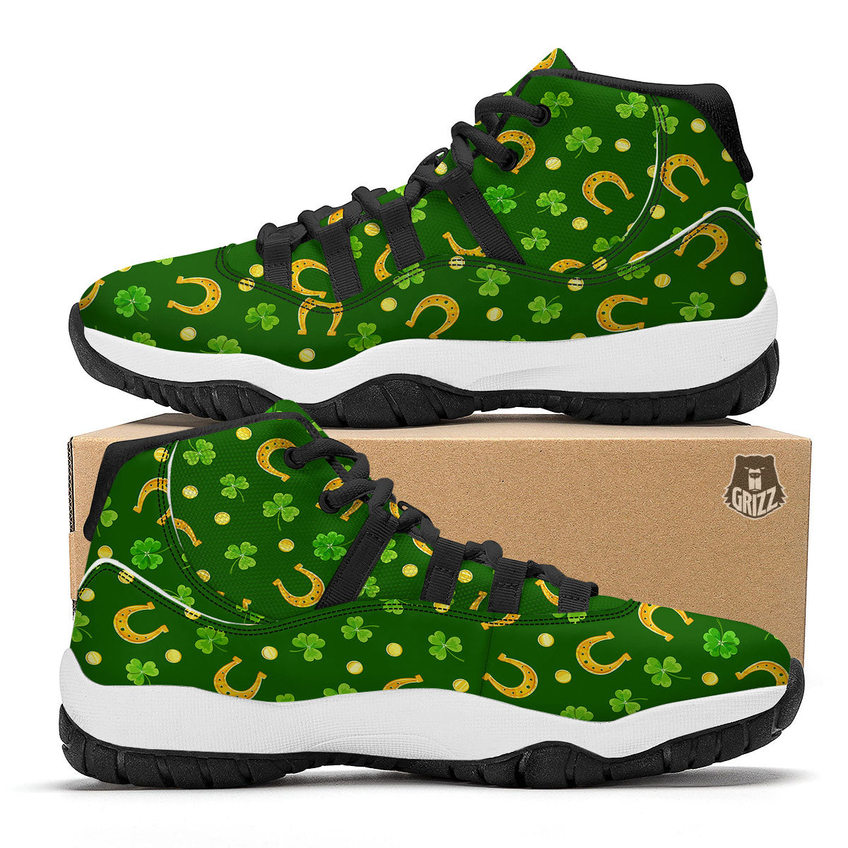 Saint Patrick's Day Irish Print Pattern Black Bball Shoes-grizzshop