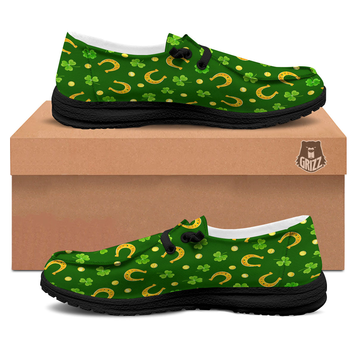 Saint Patrick's Day Irish Print Pattern Black Loafers-grizzshop