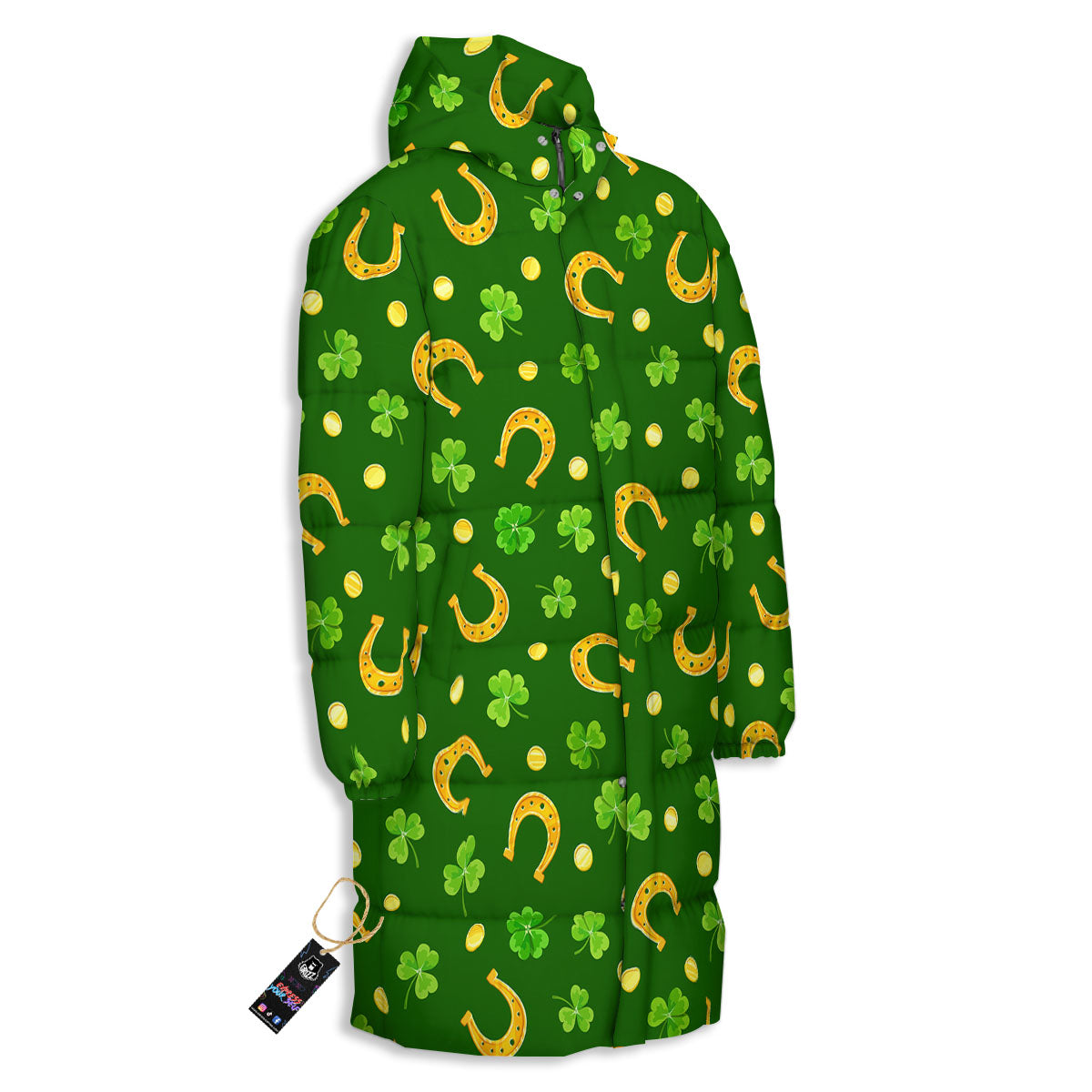 Saint Patrick's Day Irish Print Pattern Long Down Jacket-grizzshop