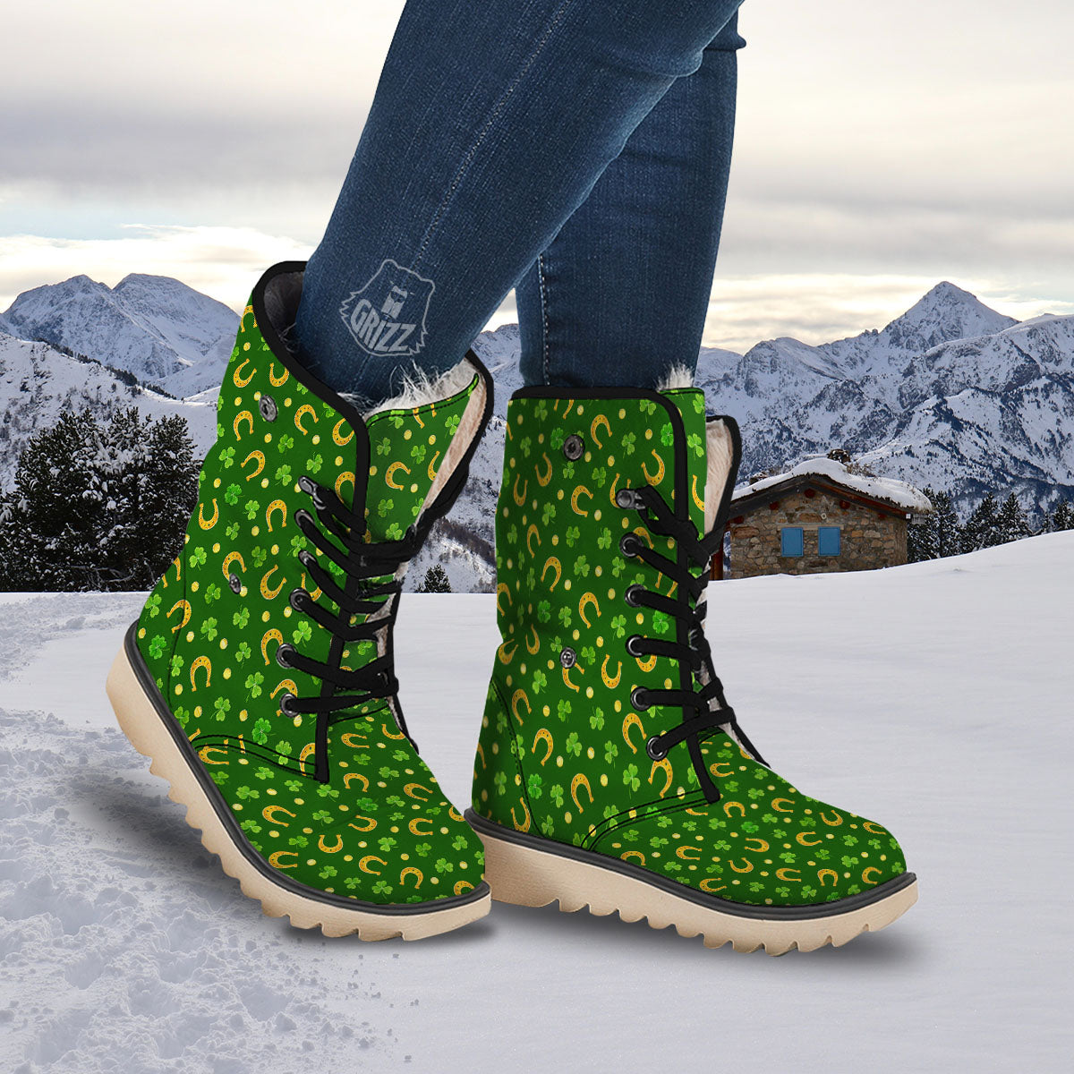 Saint Patrick's Day Irish Print Pattern Snow Boots-grizzshop