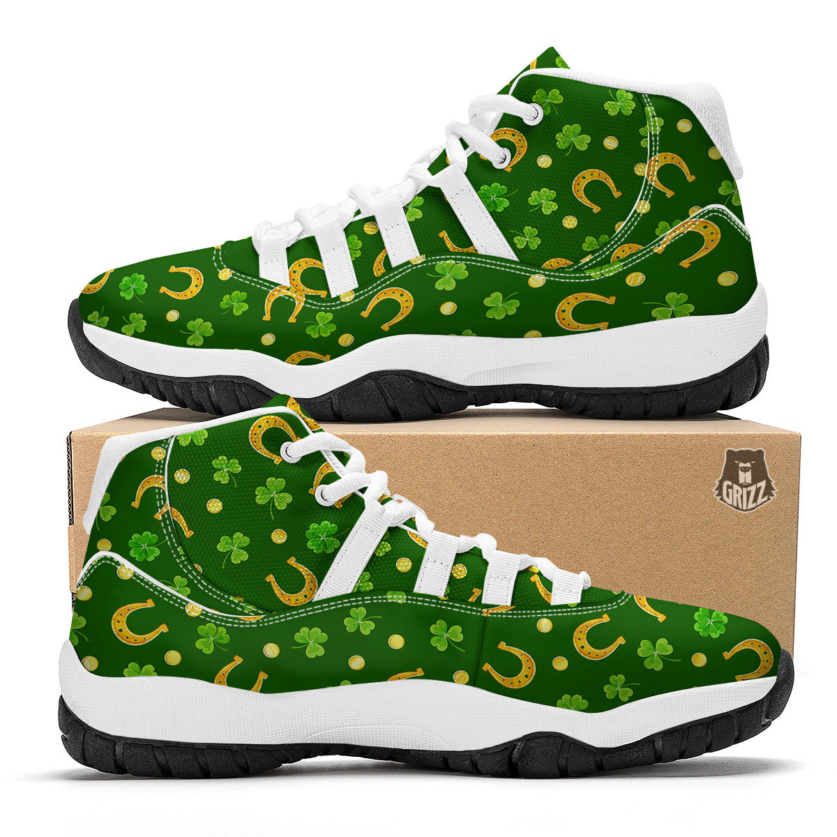 Saint Patrick's Day Irish Print Pattern White Bball Shoes-grizzshop