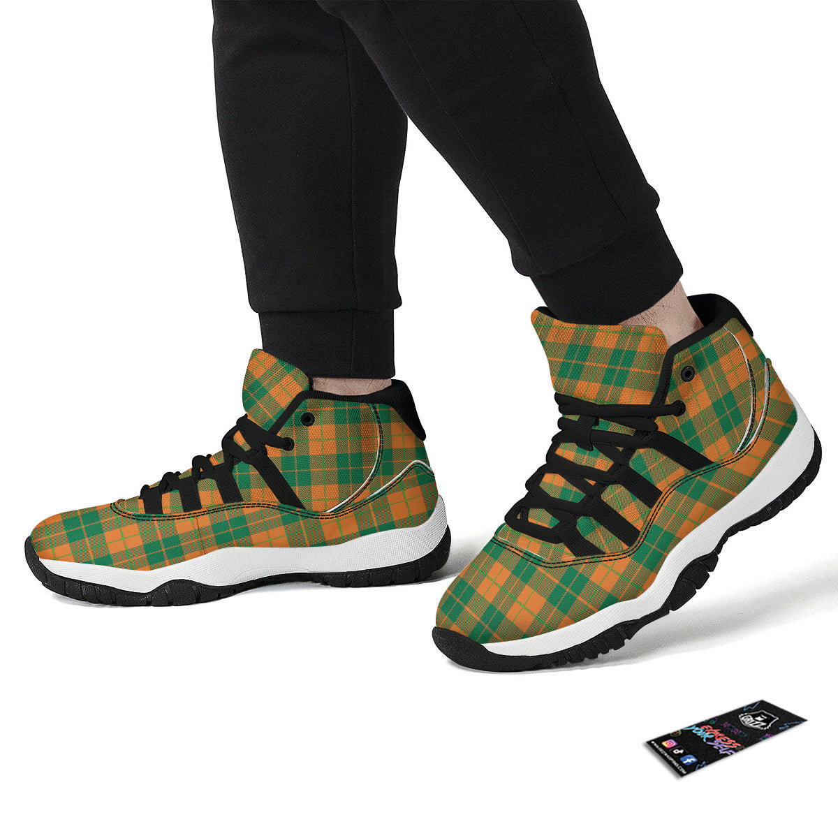 Saint Patrick's Day Irish Tartan Print Black Bball Shoes-grizzshop