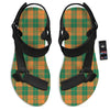 Saint Patrick's Day Irish Tartan Print Black Open Toe Sandals-grizzshop