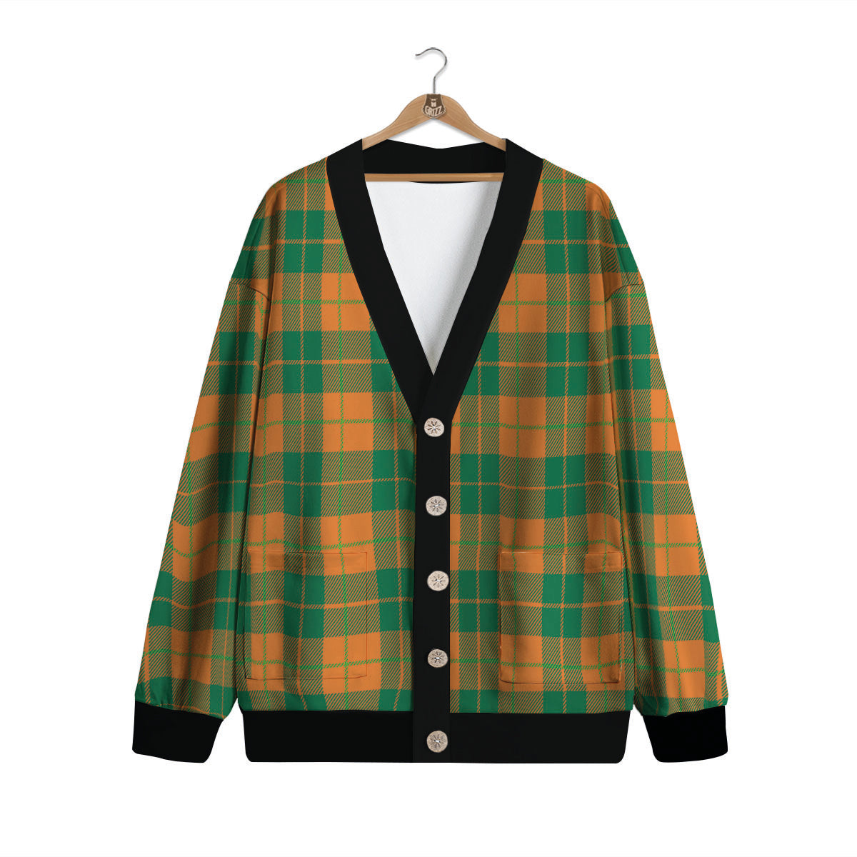 Saint Patrick's Day Irish Tartan Print Cardigan-grizzshop