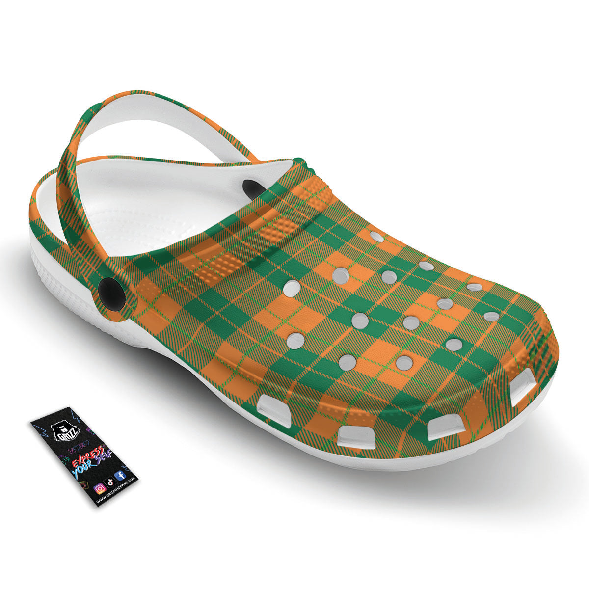 Saint Patrick's Day Irish Tartan Print Clog-grizzshop