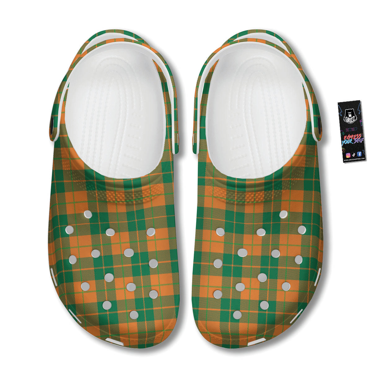 Saint Patrick's Day Irish Tartan Print Clog-grizzshop