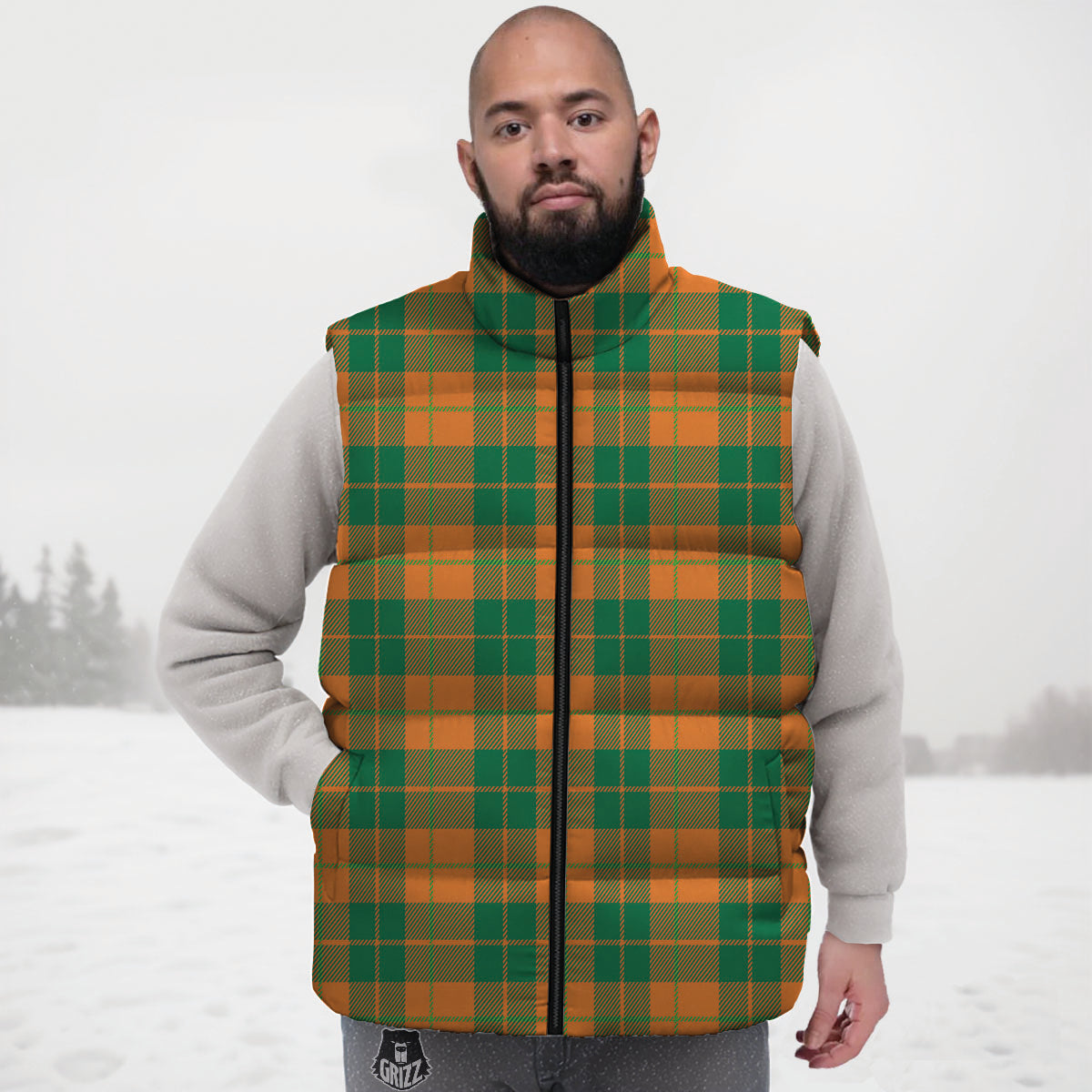 Saint Patrick's Day Irish Tartan Print Down Vest