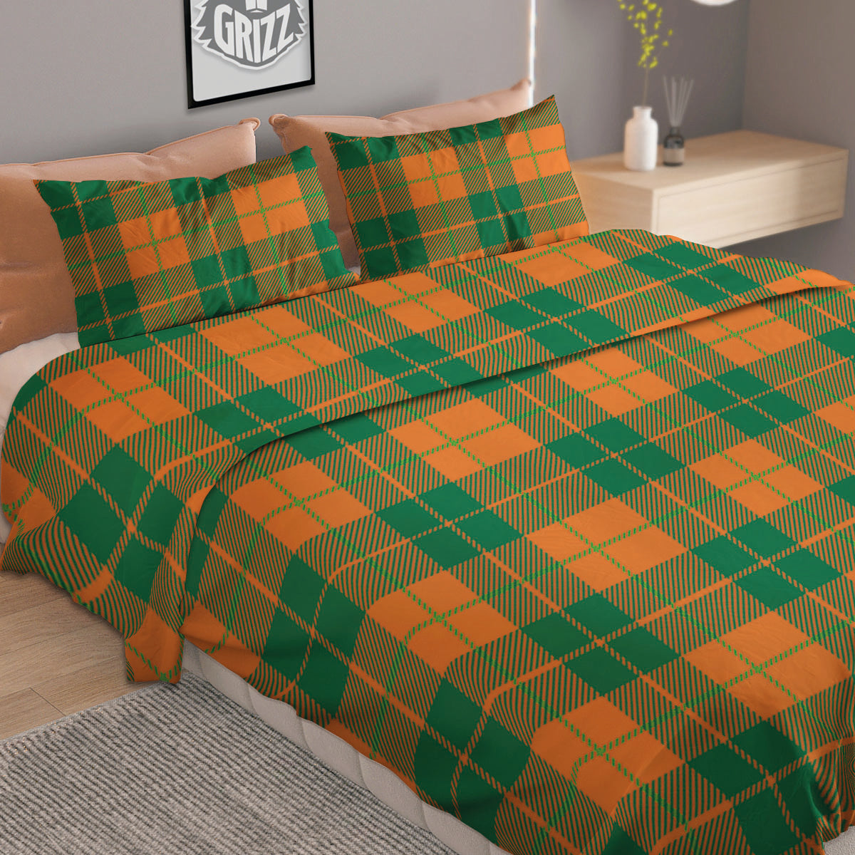Saint Patrick's Day Irish Tartan Print Duvet Cover Bedding Set