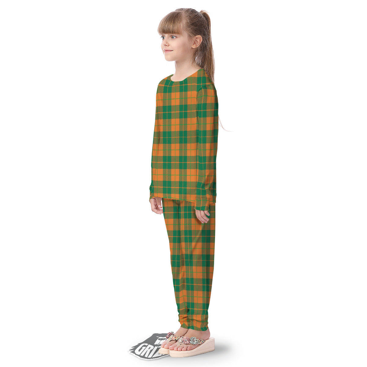 Saint Patrick's Day Irish Tartan Print Kid's Pajamas-grizzshop