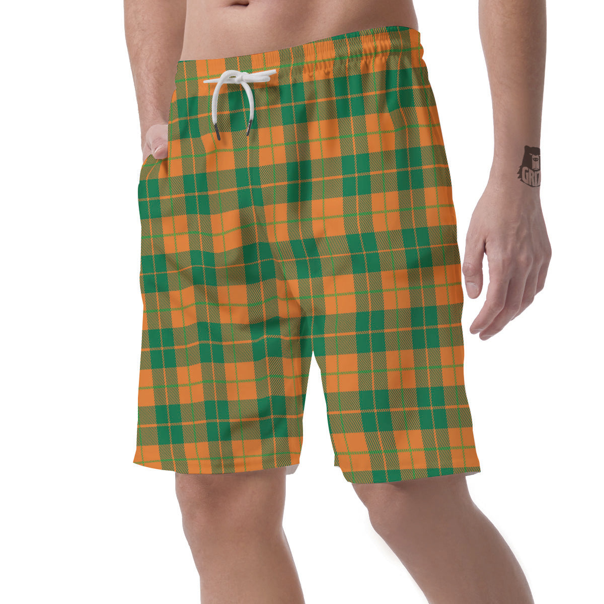 Saint Patrick's Day Irish Tartan Print Men's Shorts-grizzshop