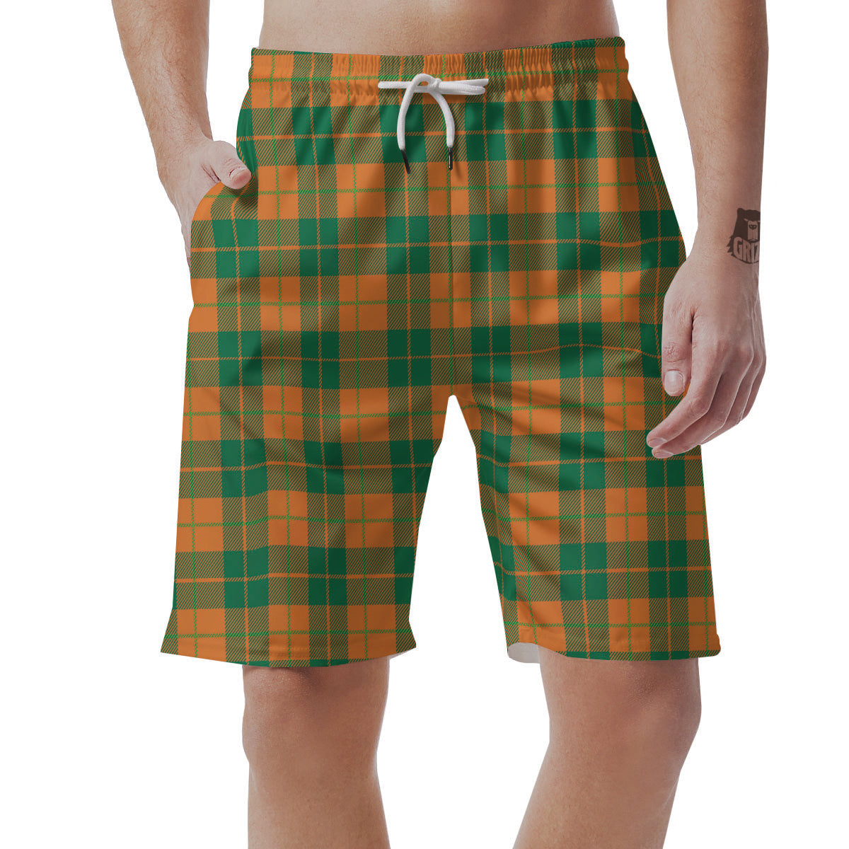 Saint Patrick's Day Irish Tartan Print Men's Shorts-grizzshop