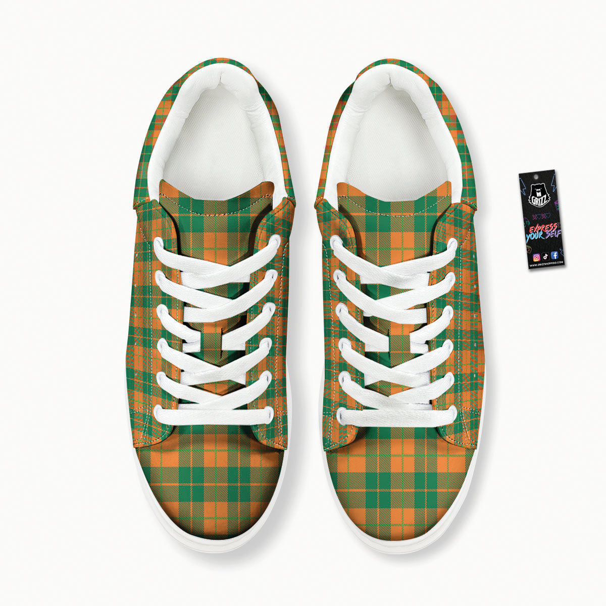 Saint Patrick's Day Irish Tartan Print Platform Shoes-grizzshop