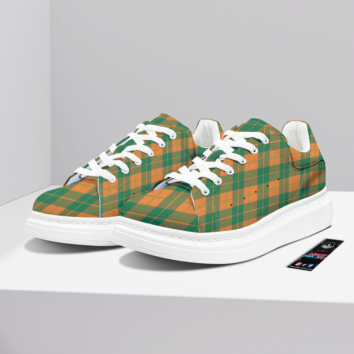 Saint Patrick's Day Irish Tartan Print Platform Shoes-grizzshop