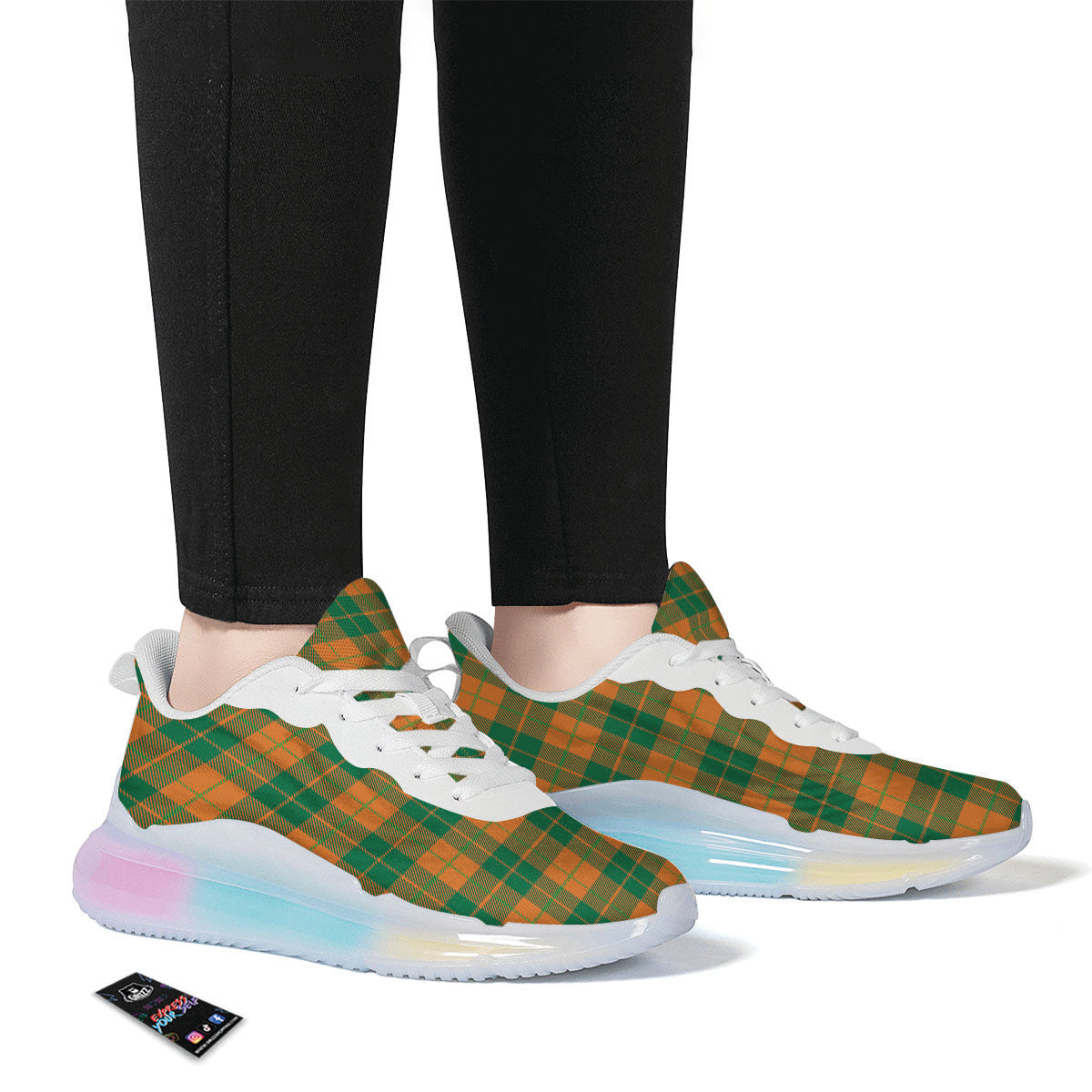 Saint Patrick's Day Irish Tartan Print Running Sneakers-grizzshop