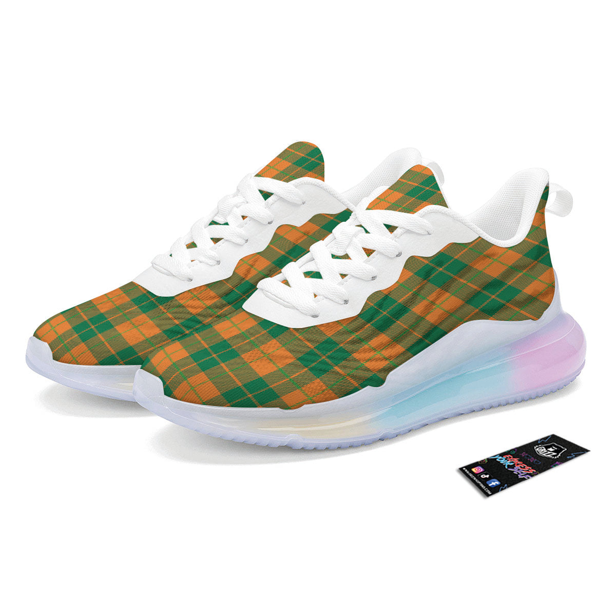 Saint Patrick's Day Irish Tartan Print Running Sneakers-grizzshop